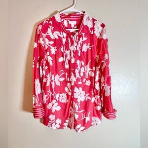 NWT Charter Club Coral Ruffled Long Sleeve Button Down Shirt size 16